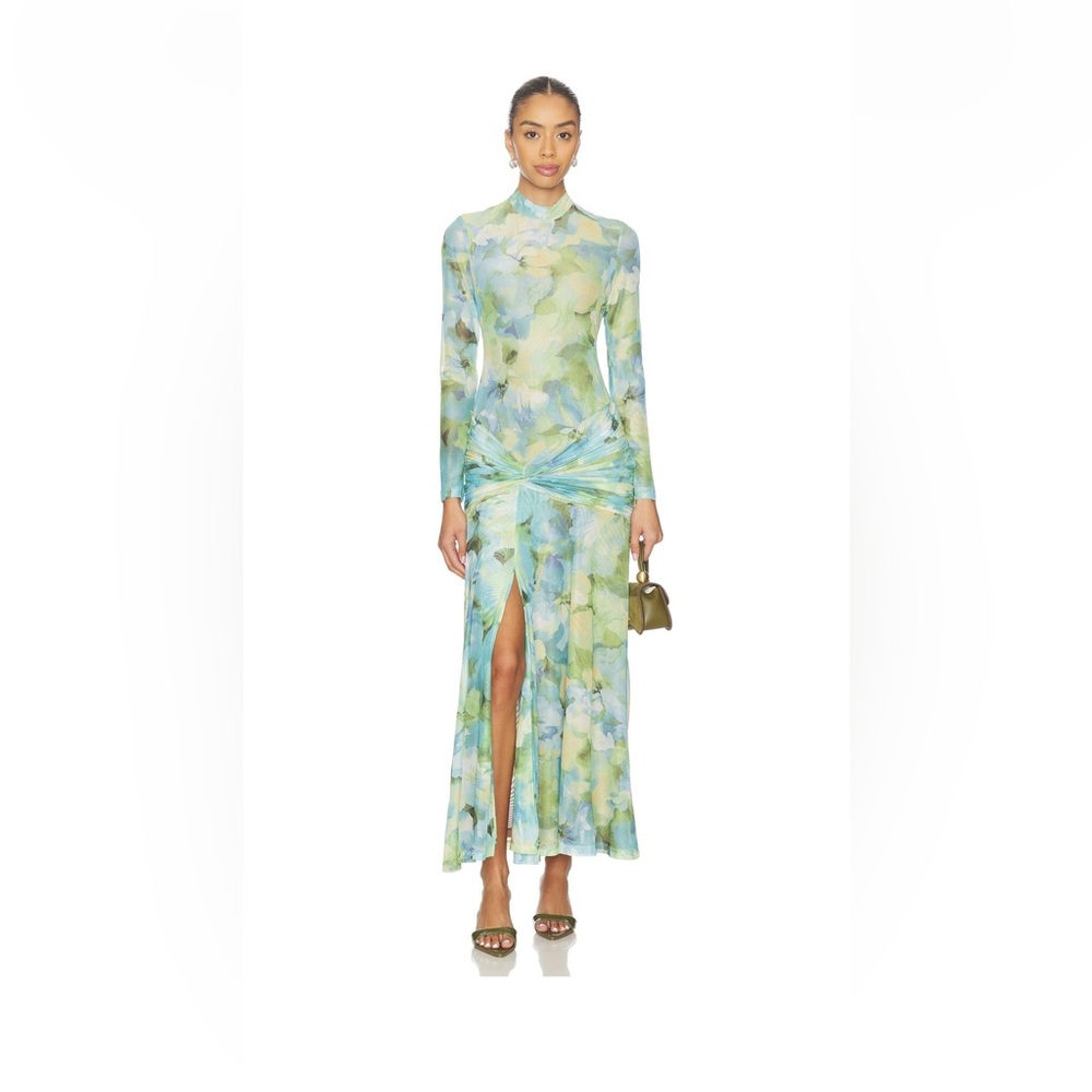 Bardot Blue and Green Long Sleeve Dress